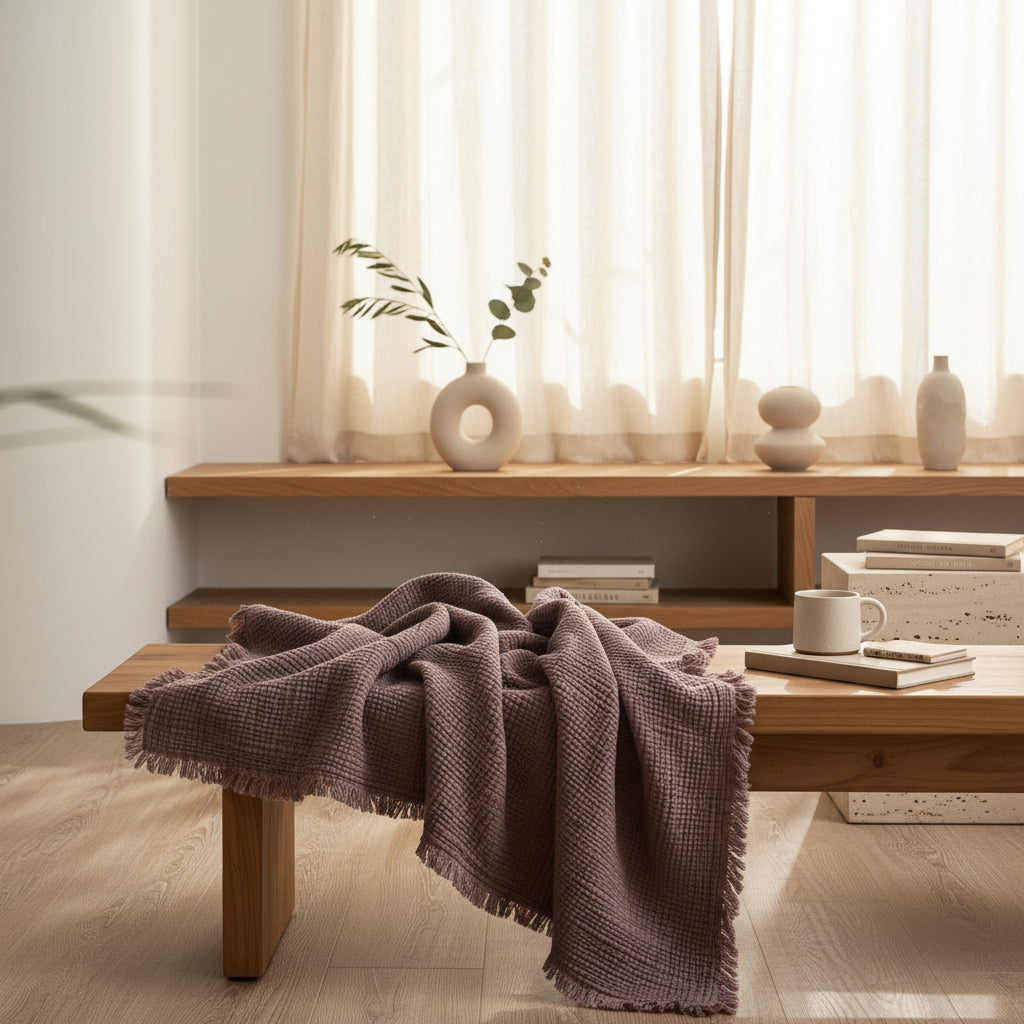 Japanese Four-Layer Muslin Cotton Tassel Throw Blanket
