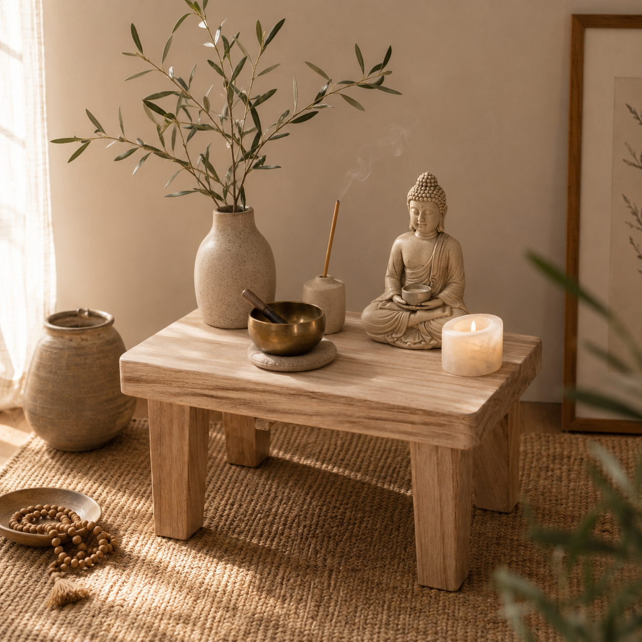 Japanese Solid Wood Stool – Minimalist, Thick-Leg Design