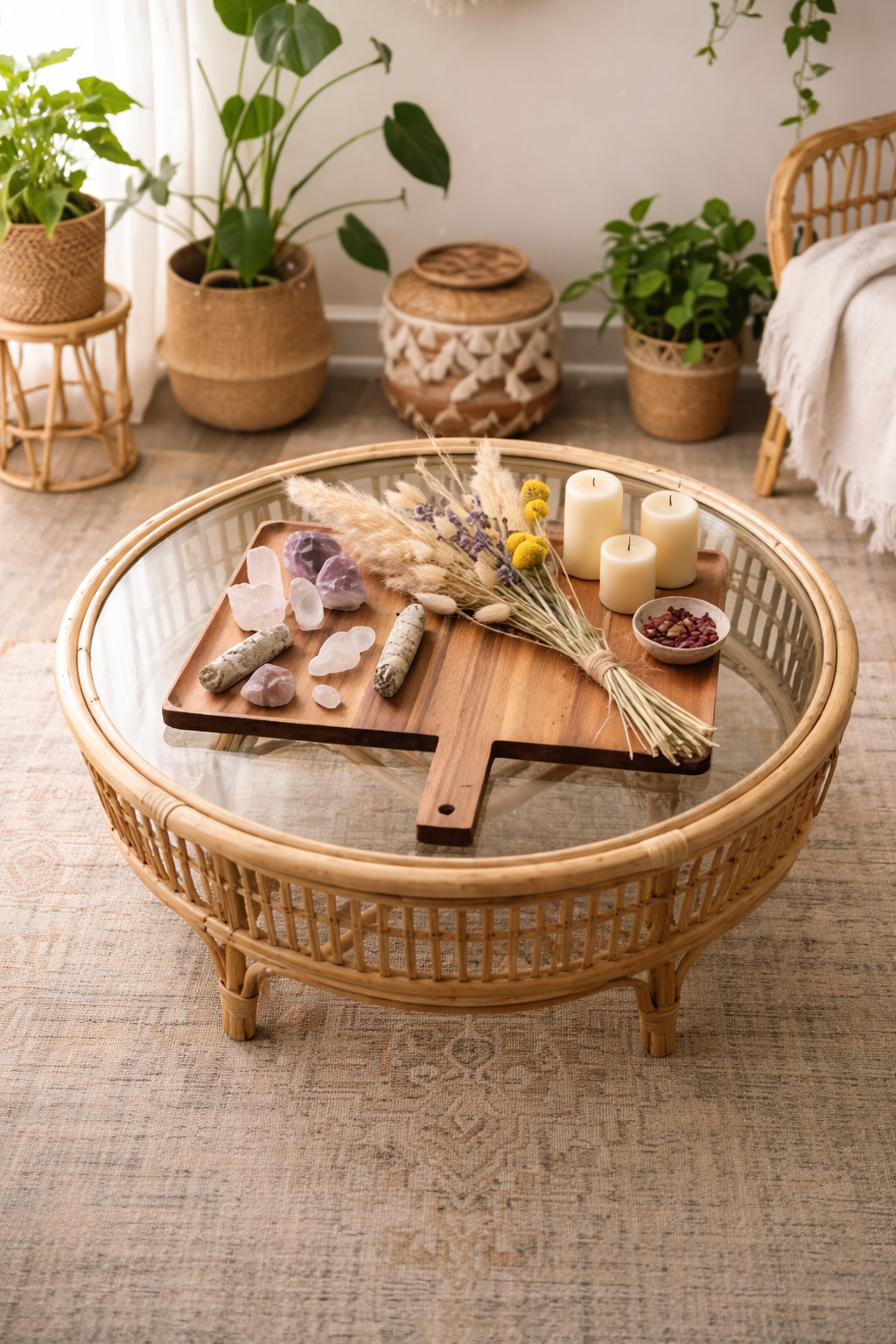Handcrafted Wood Ritual Board | Natural Albizia Serving & Styling Board