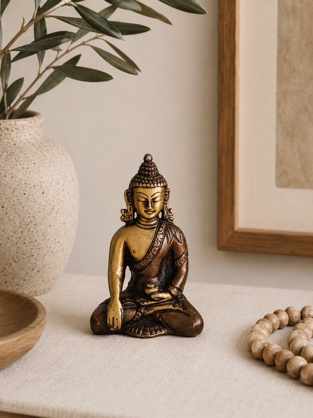 Meditating Buddha Brass Statue