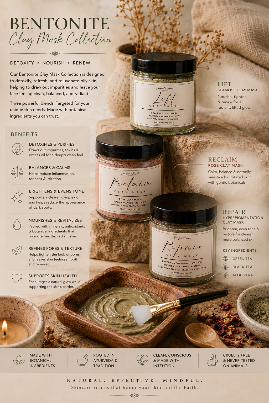 Bentonite Clay Mask Collection (4 oz) - Detox & Revitalize