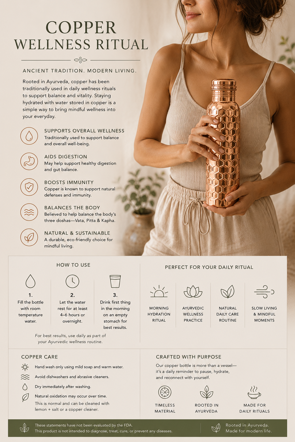 Diamond Copper Water Bottle