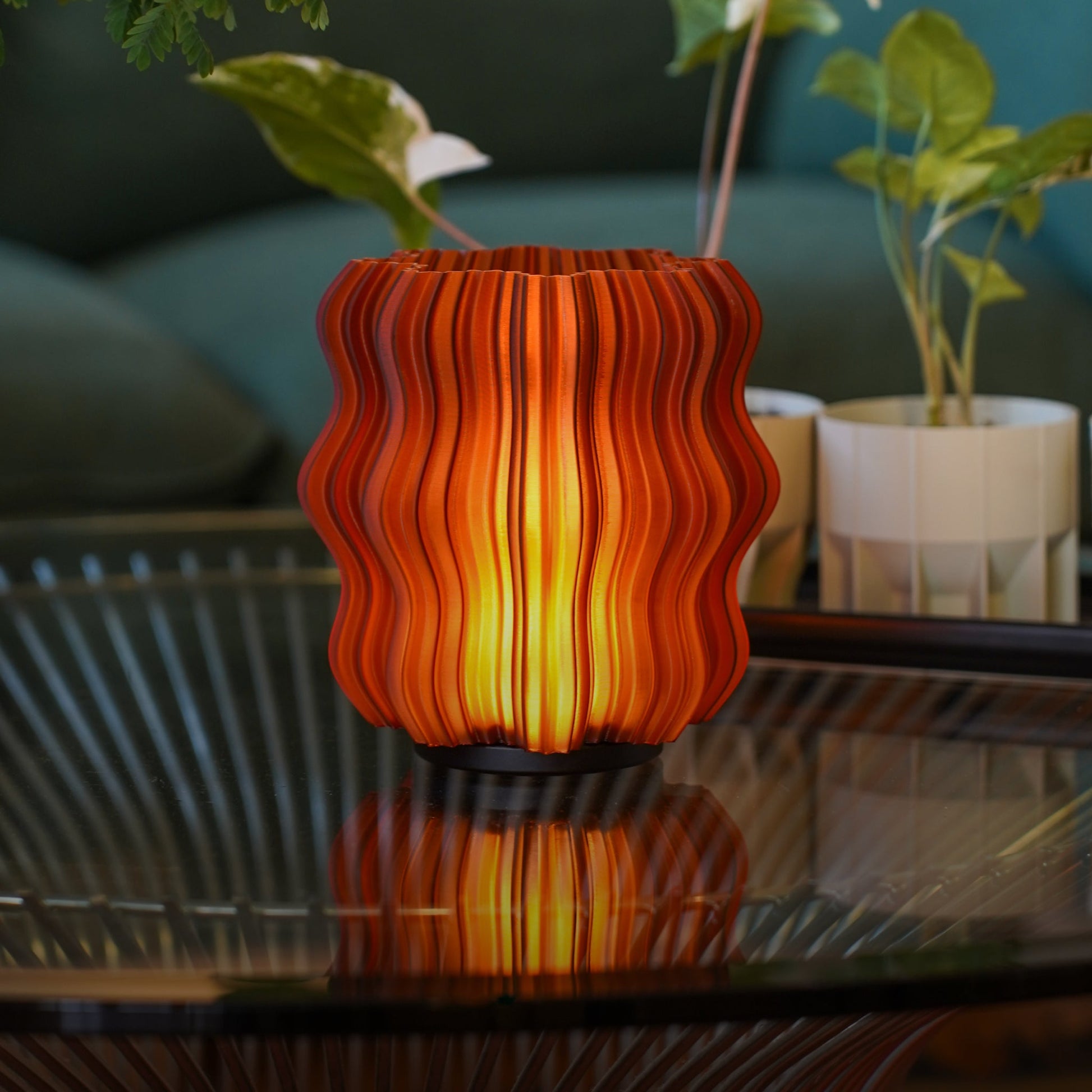 Cordless Wavy Ambient Lamp | Sculptural Warm Glow Lighting