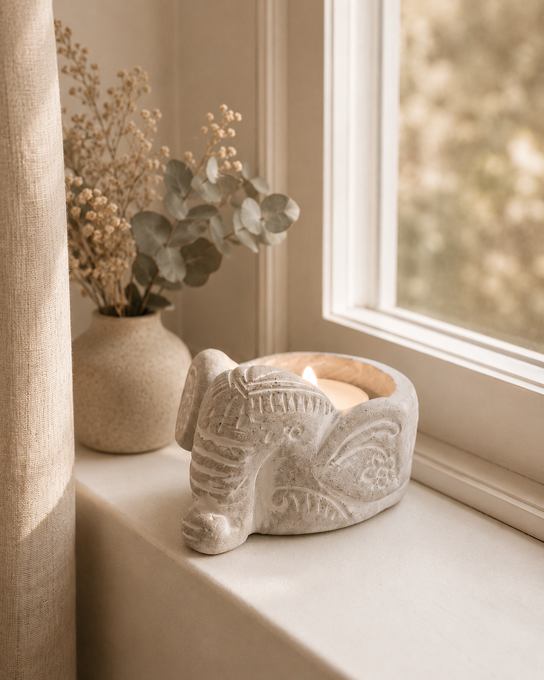Terracotta Elephant Tea Light Holder