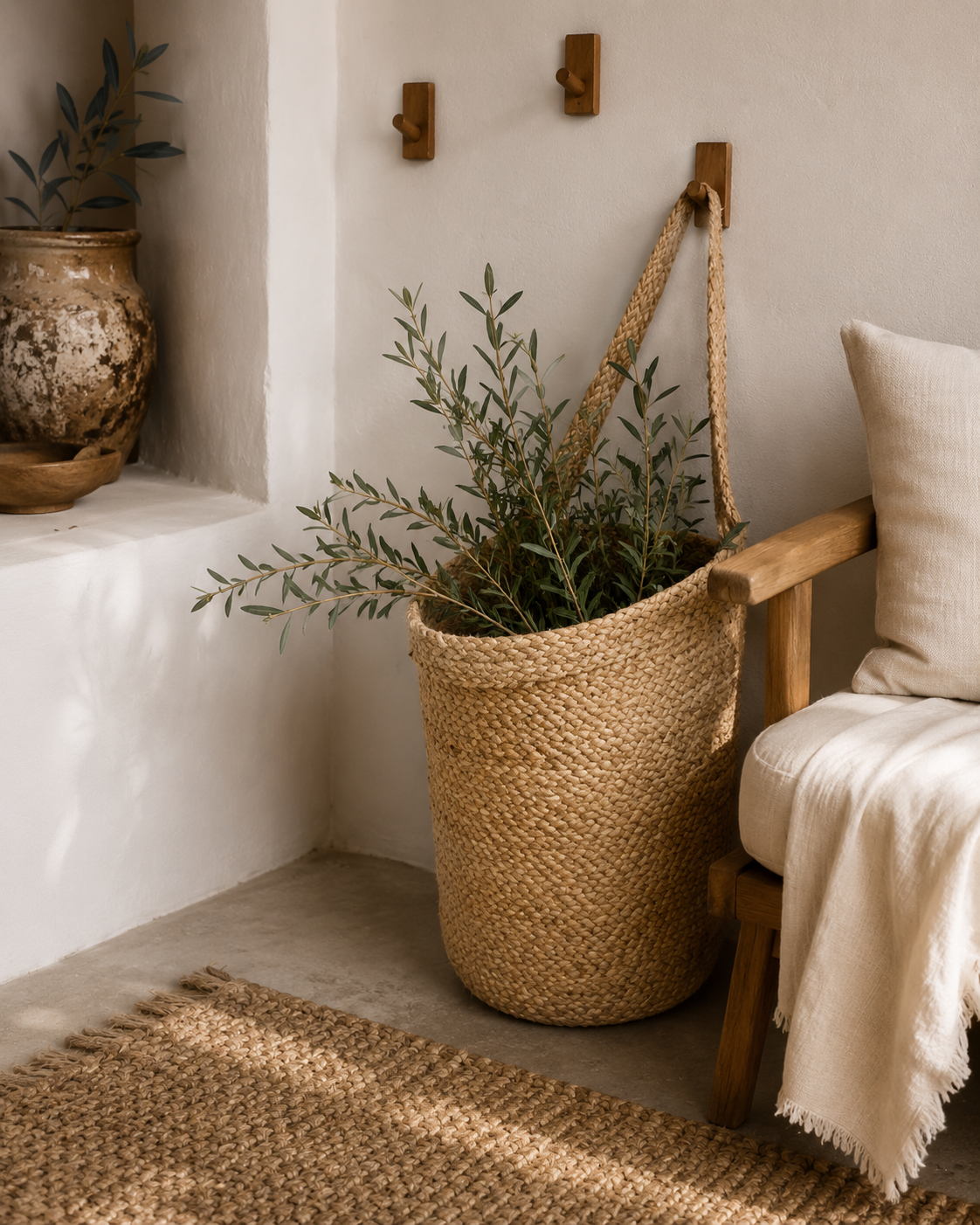 Handwoven Hanging Jute Storage Basket