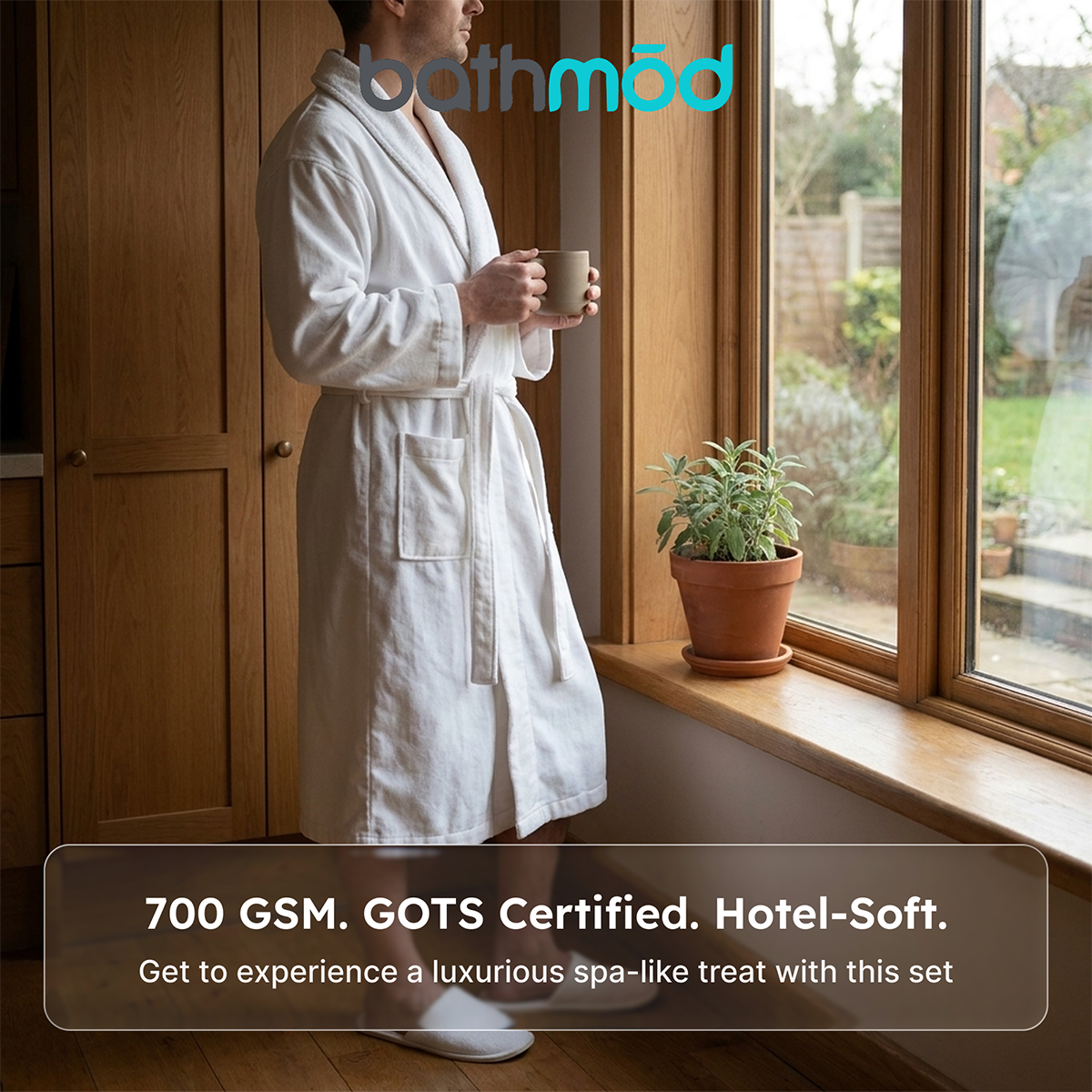 Organic Turkish Cotton Robe & Slipper Set