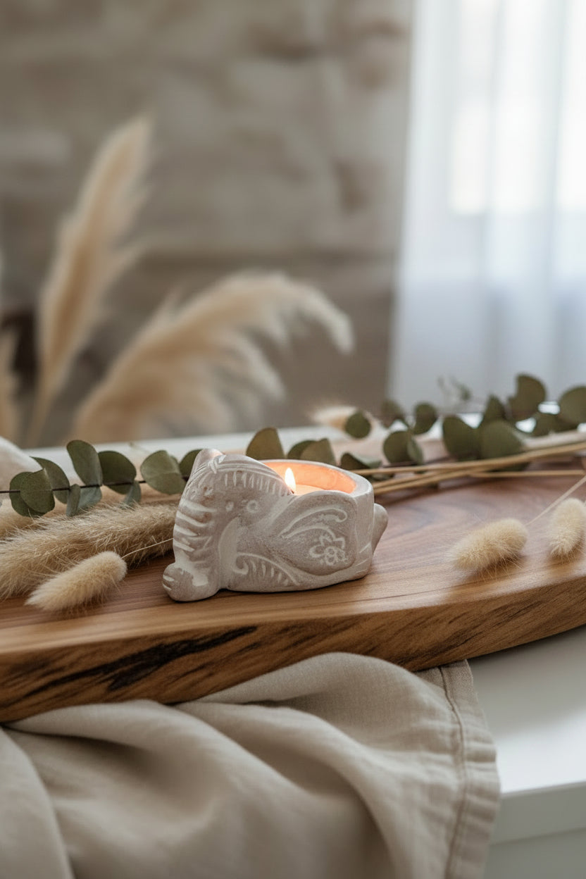 Terracotta Tea Light Candle Holder - Elephant-3
