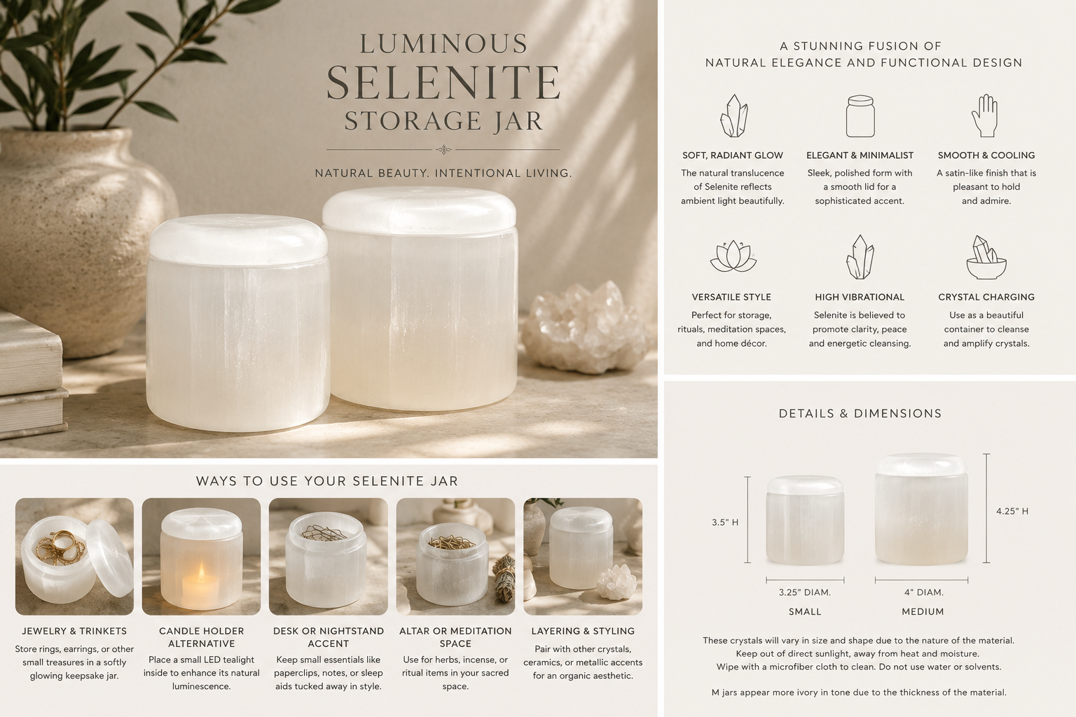 Luminous Selenite Storage Jar