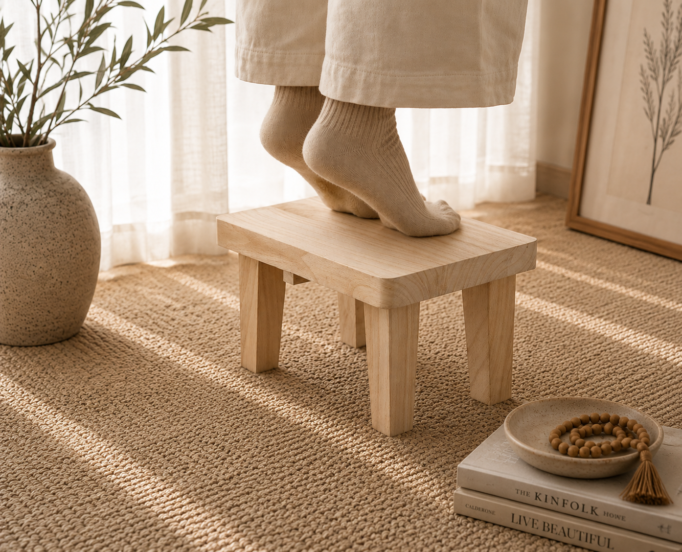 Japanese Solid Wood Stool – Minimalist, Thick-Leg Design