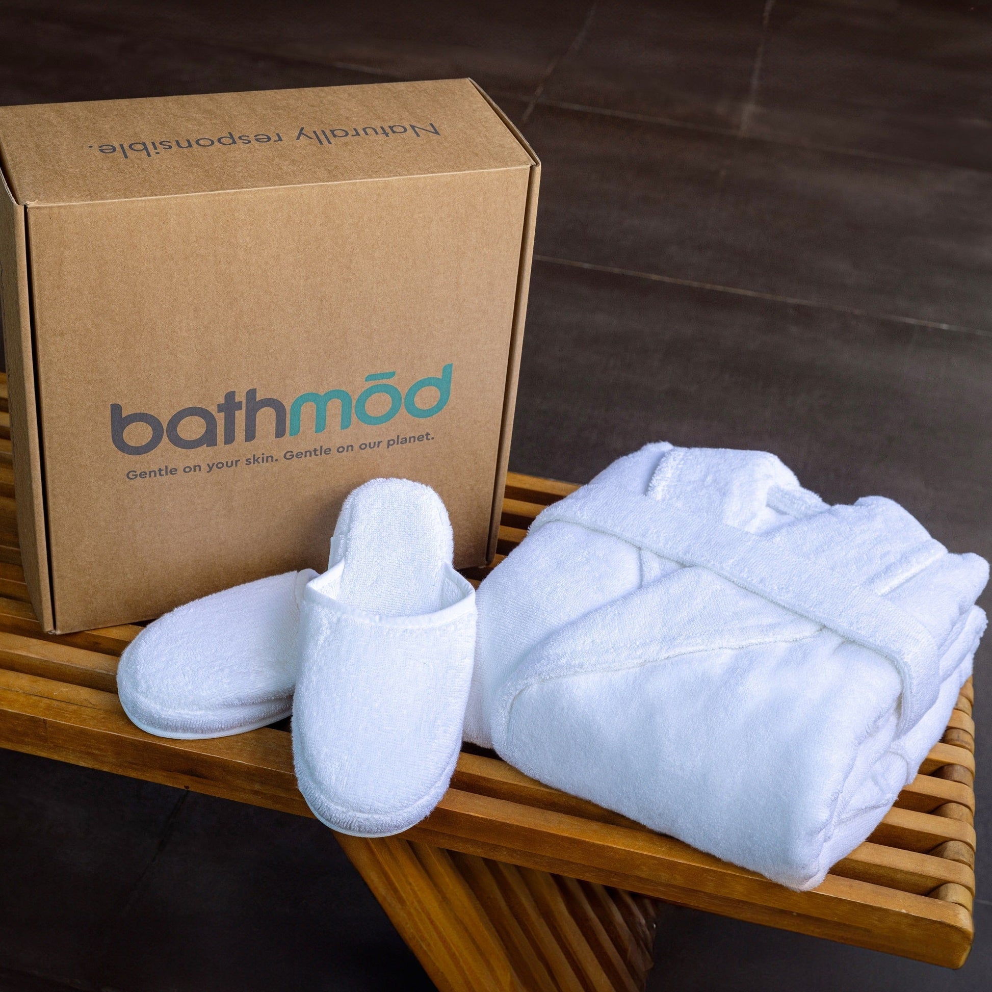 Organic Turkish Cotton Robe & Slipper Set