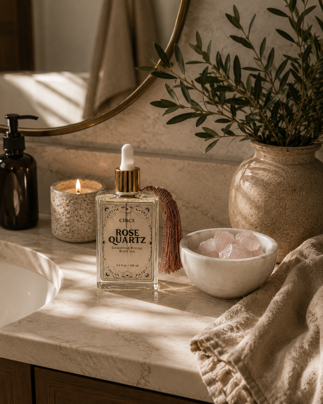 Rose Quartz Gemstone Body Oil – Japanese Cherry Blossom