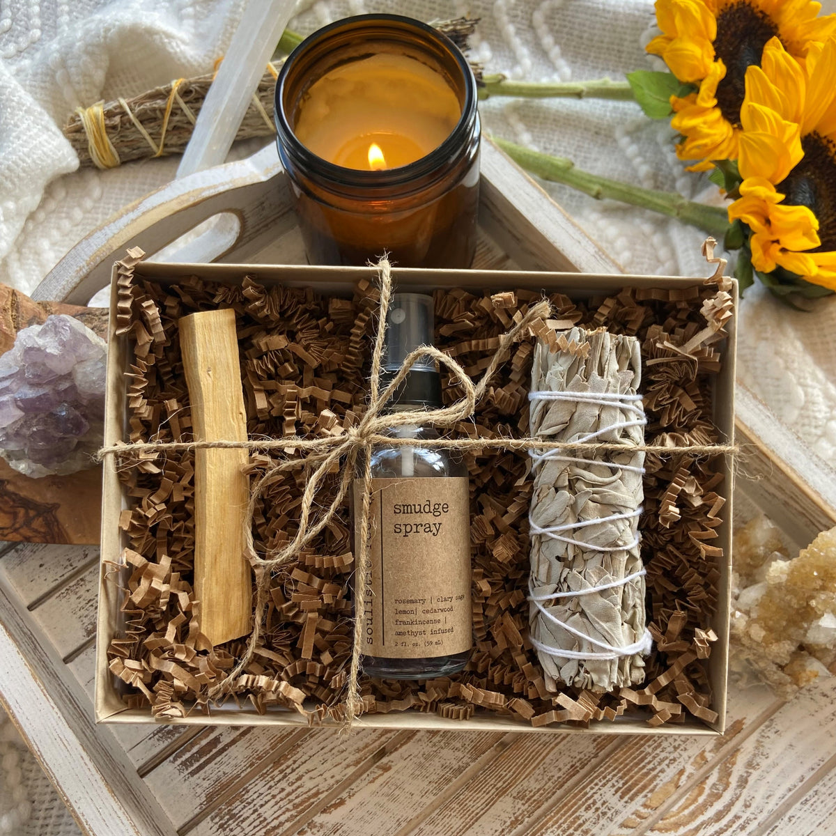 Amethyst Smudge Spray & Sage Cleansing Ritual Set