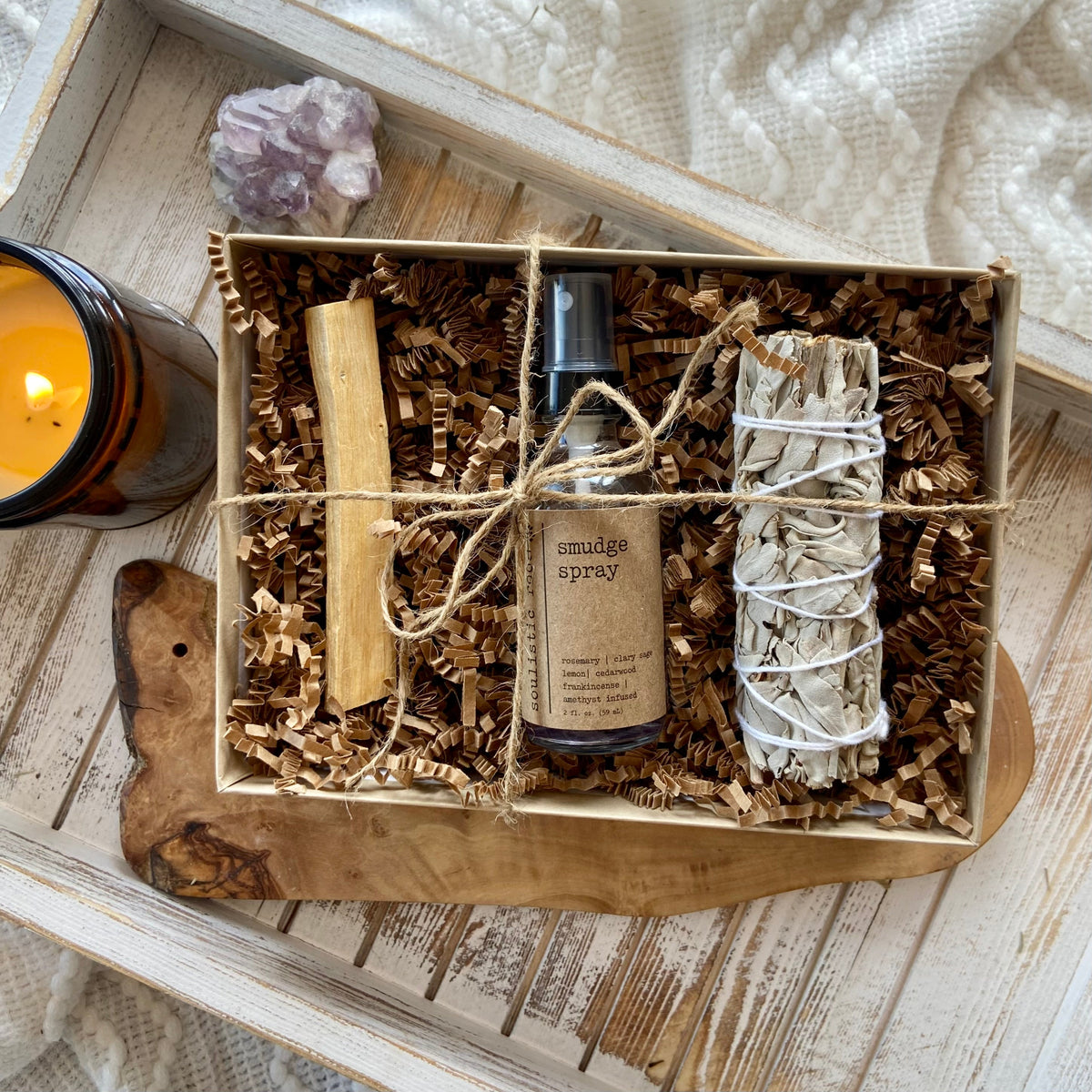 Amethyst Smudge Spray & Sage Cleansing Ritual Set